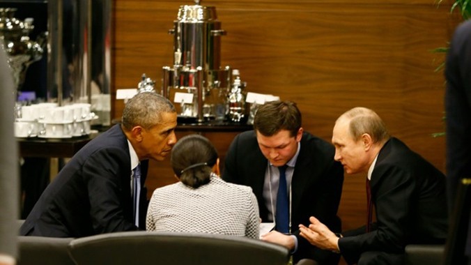 Tổng thống Mỹ Barack Obama và Tổng thống Nga Vladimir Putin tại cuộc gặp bên lề hội nghị G-20. Ảnh: Getty Images