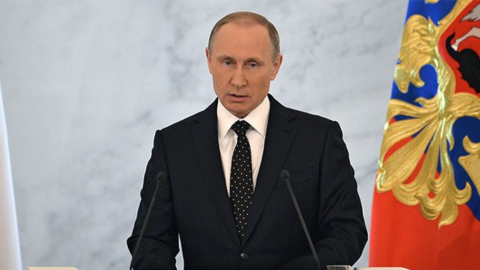 Tổng thống Nga Vladimir Putin đọc thông điệp Liên bang 2015. Ảnh: RT