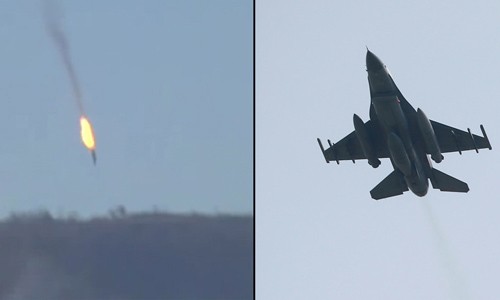 Máy bay F-16 của Thổ Nhĩ Kỳ bắn rơi Su-24 của Nga ở gần biên giới Syria