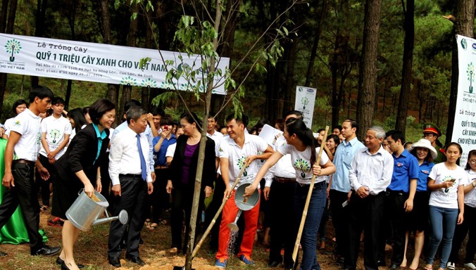 Quỹ 1 triệu cây xanh cho Việt Nam của Vinamilk trồng cây tại Hà Tĩnh.