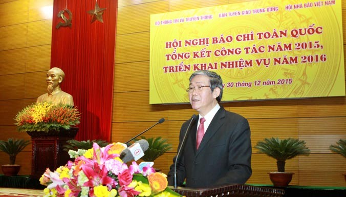 Trưởng Ban Tuyên giáo T.Ư Đinh Thế Huynh phát biểu chỉ đạo. Ảnh: Như Ý