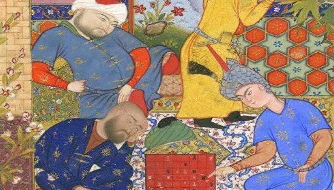 Tranh cổ vẽ người Ba Tư chơi cờ vua được trưng bày tại Viện Smithsonian (Mỹ). Nguồn: Wikipedia