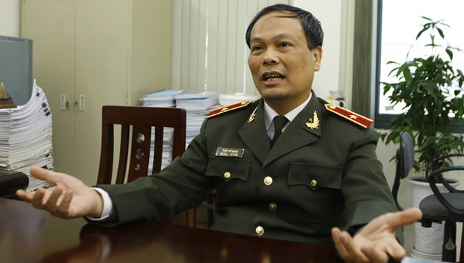 Thiếu tướng Trần Thế Quân trả lời PV báo Tiền Phong. Ảnh: Như Ý