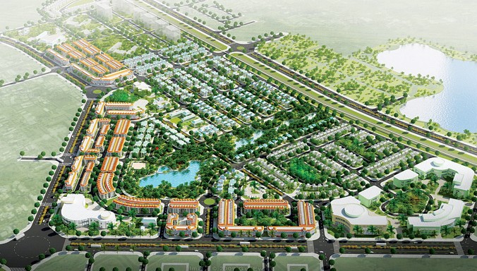 Phối cảnh tổng thể dự án khu đô thị sinh thái Xuân Phương.