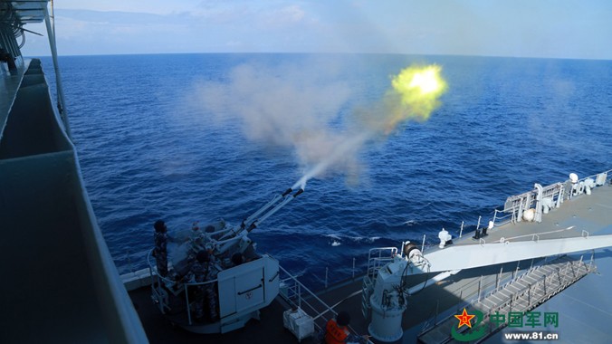 Hải quân Trung Quốc tập trận trên biển Đông. Ảnh: People’s Daily