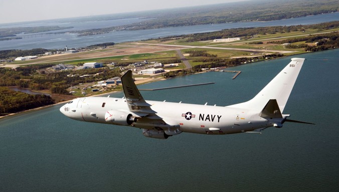 Máy bay trinh sát P-8 Poseidon của Hải quân Mỹ. Ảnh: Mail Sunday