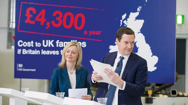 Bộ Tài chính Anh ước tính việc Anh rời bỏ EU sẽ gây ra tổn thất tương đương 4.300 bảng Anh/năm/gia đình. Ảnh: Getty Images.