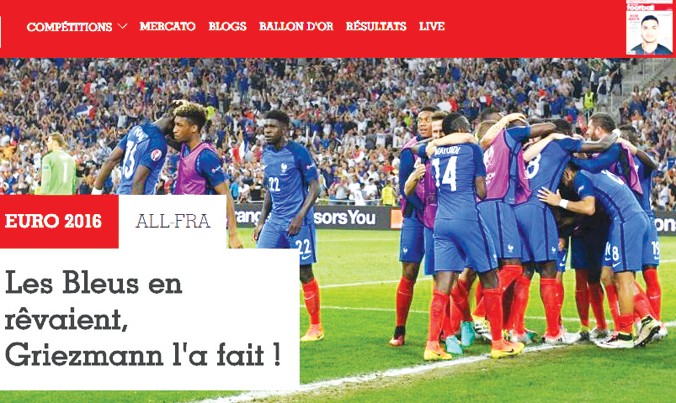 Tờ tạp chí uy tín France Football ca ngợi chiến thắng của tuyển Pháp. Ảnh chụp màn hình