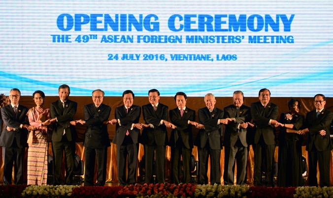Hội nghị Bộ trưởng Ngoại giao ASEAN lần thứ 49 khai mạc sáng 24/7 tại Vientiane. Ảnh: TTXVN