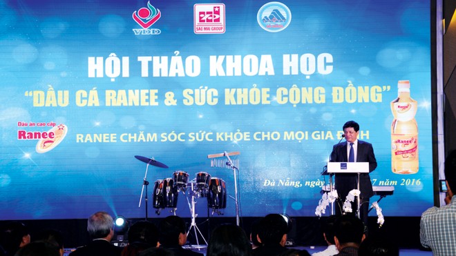 PGS-TS Lê Danh Tuyên - Viện trưởng Viện Dinh dưỡng Quốc gia (Bộ Y tế) phát biểu khai mạc hội thảo khoa học “Dầu cá Ranee và sức khoẻ cộng đồng”.