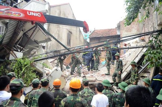 Nhà 3 tầng ở 43 Cửa Bắc, Hà Nội đổ sập hôm 4/8.