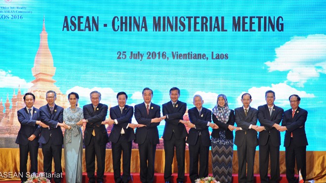 Hội nghị bộ trưởng ASEAN-Trung Quốc diễn ra ngày 25/7 tại Lào. Ảnh: Ban thư ký ASEAN