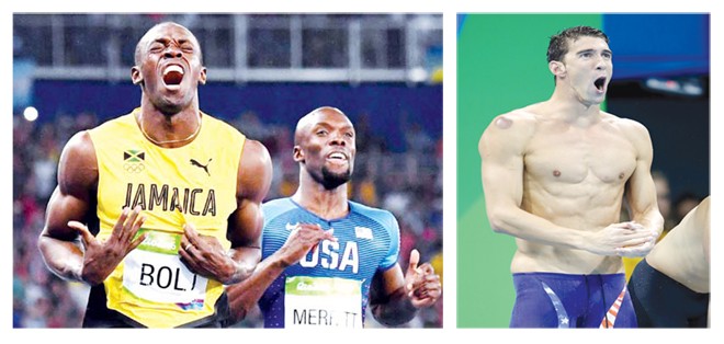 Michael Phelps và Usain Bolt cùng trải qua những ngày thi đấu tuyệt vời tại Rio 2016. Ảnh: GETTY IMAGES