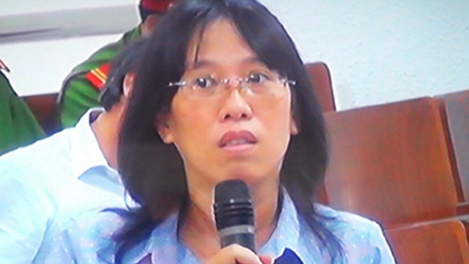 Huỳnh Thị Bảo Ngọc tại phiên tòa xét xử “Bầu Kiên”