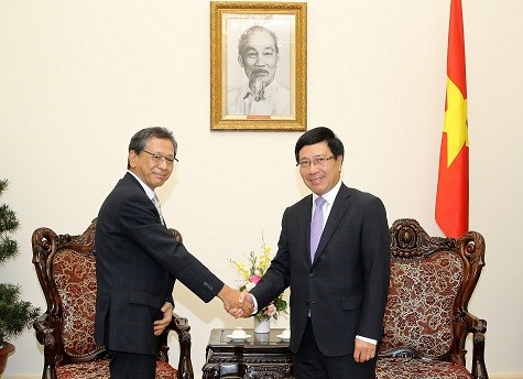 Phó Thủ tướng, Bộ trưởng Bộ Ngoại giao Phạm Bình Minh tiếp Đại sứ Nhật Bản Hiroshi Fukada. Ảnh: VGP