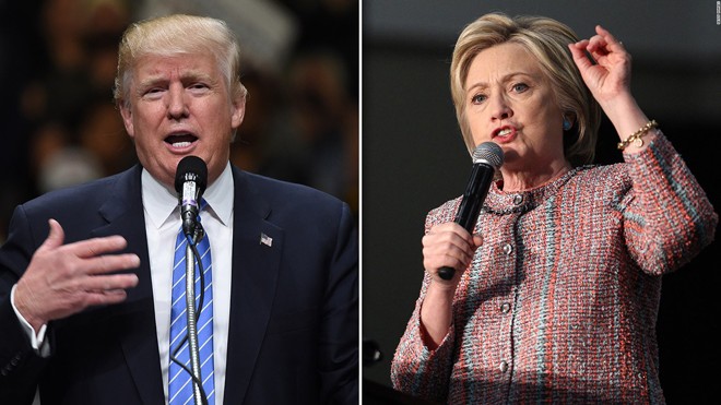 Ông Donald Trump hay bà Hillary Clinton sẽ chiến thắng trong cuộc bầu cử tổng thống ngày 8/11 tới? Ảnh: CNN