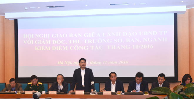 Chủ tịch UBND thành phố Hà Nội Nguyễn Đức Chung phát biểu tại buổi làm việc