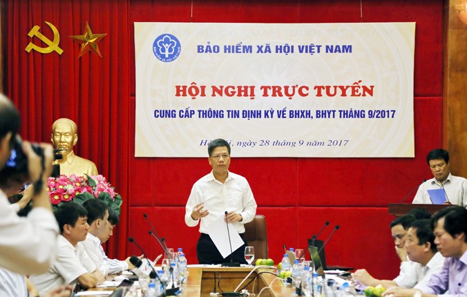 Ông Trần Đình Liệu, Phó Tổng giám đốc BHXH Việt Nam chủ trì họp báo cung cấp thông tin về BHXH, BHYT, BHTN.