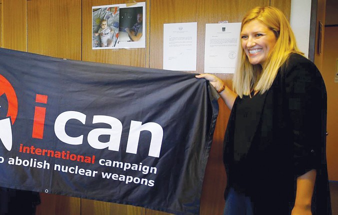 Chiến dịch Quốc tế xóa bỏ vũ khí hạt nhân (ICAN) được trao giải Nobel Hòa bình 2017. Ảnh: Getty Images.