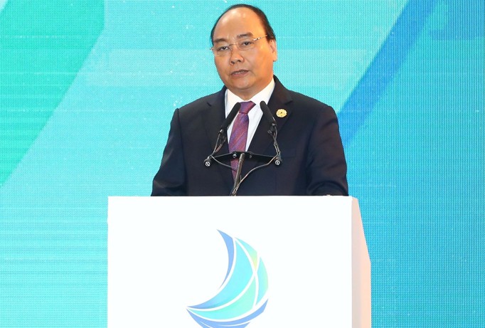 Thủ tướng Nguyễn Xuân Phúc phát biểu tại Hội nghị Thượng đỉnh Kinh doanh Việt Nam 2017. Ảnh: TTXVN.