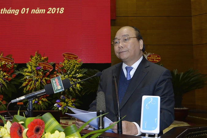 Thủ tướng Nguyễn Xuân Phúc phát biểu tại lễ công bố thành lập Bộ Tư lệnh Tác chiến không gian mạng.