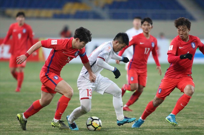U23 Việt Nam đã có màn trình diễn tốt trước U23 Hàn Quốc ở trận ra quân tại VCK U23 châu Á. Ảnh: Hữu Phạm.