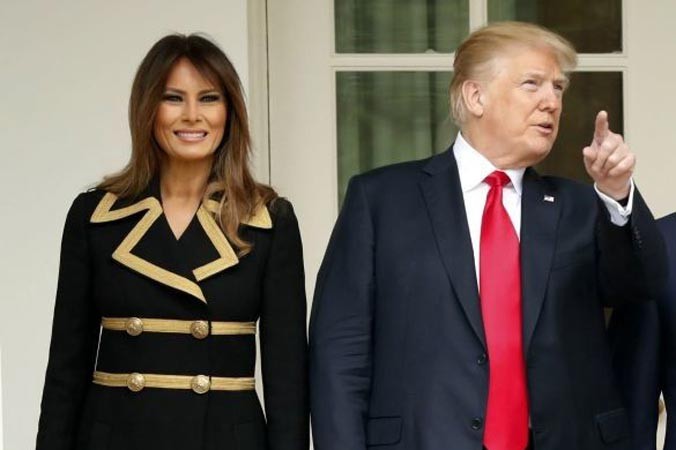 Bà Melania cùng tổng thống Trump trong buổi tiếp vợ chồng Thủ tướng Australia.