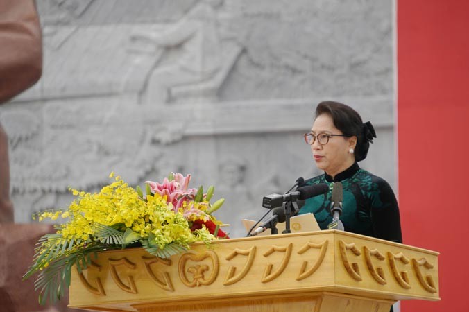 Chủ tịch Quốc hội Nguyễn Thị Kim Ngân phát biểu tại buổi lễ Kỷ niệm 70 năm ngày Bác Hồ có Sáu điều dạy CAND.