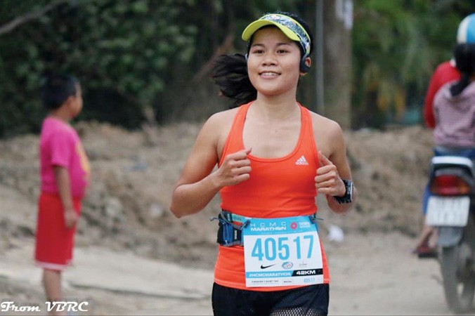 VĐV Đỗ Thị Nguyệt thi đấu tại giải marathon quốc tế TP Hồ Chí Minh đầu năm 2018. Ảnh: N.Đ