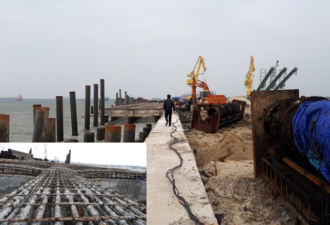 Nhiều hạng mục xây dựng cầu cảng đã bị nước biển làm hoen gỉ và sẽ phải phá bỏ khi dự án được triển khai lại.