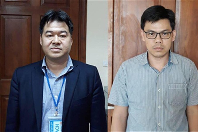 Bị can Nguyễn Hoài Giang (trái) và bị can Phạm Xuân Quang (phải). Ảnh: Cơ quan CSĐT.