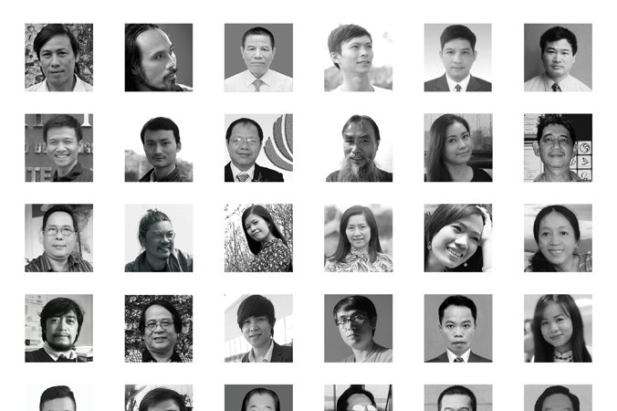 Những gương mặt nổi bật trong làng logo Việt tham gia triển lãm Logo Việt Nam 2018. Ảnh: Diệp Anh.