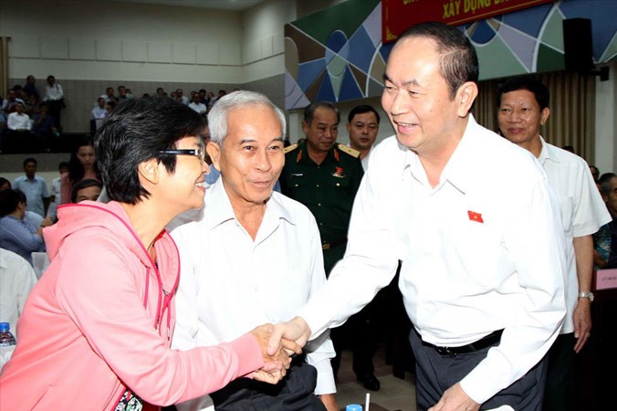 Chủ tịch nước Trần Đại Quang tiếp xúc cử tri TPHCM. Ảnh: H.T.