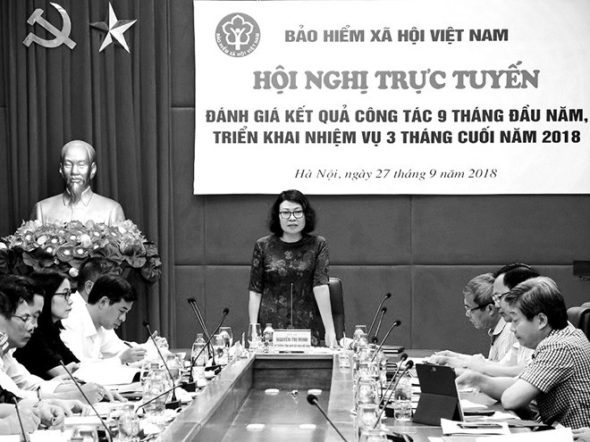 Thứ trưởng, Tổng Giám đốc BHXH Việt Nam Nguyễn Thị Minh phát biểu chỉ đạo Hội nghị 