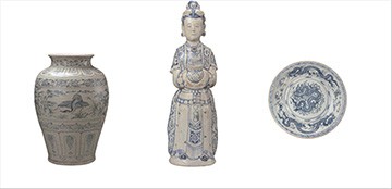 Nhiều hiện vật đồ gốm tiêu biểu từ những con tàu đắm cổ được trưng bày