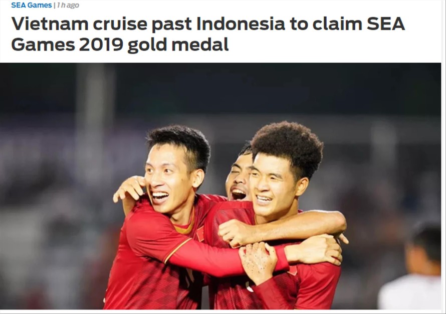 Tờ Fox Sports phiên bản châu Á giật tít: “Việt Nam nhẹ nhàng vượt qua Indonesia để giành huy chương vàng SEA Games 2019”