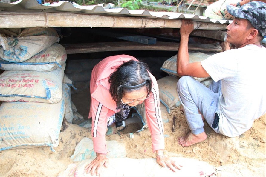 Hầm tránh bão của gia đình bà Nguyễn Thị Mau