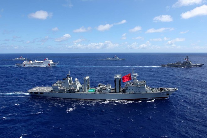 Tàu hải quân Trung Quốc tham gia tập trận RIMPAC năm 2016. Ảnh: Getty.