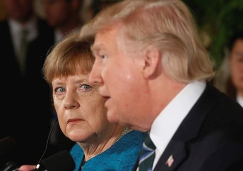 Thủ tướng Đức Angela Merkel và Tổng thống Mỹ Donald Trump trong một buổi họp báo. Ảnh: Reuters.