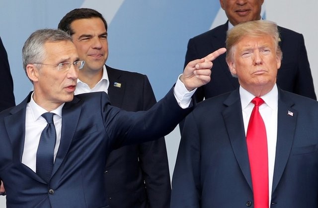 Đại diện quốc gia châu Âu hội đàm với Tổng thống Mỹ tại hội đàm NATO, tháng 7/2018
