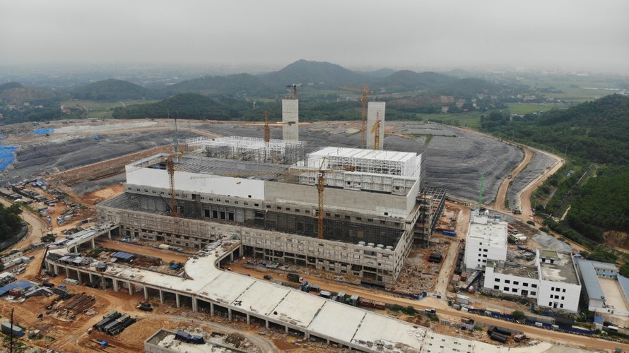 Toàn cảnh nhà máy điện rác Sóc Sơn nhìn từ trên cao