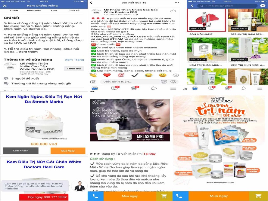 Tràn lan quảng cáo “nổ” mỹ phẩm như thuốc của White Doctors trên mạng xã hội và website của công ty 