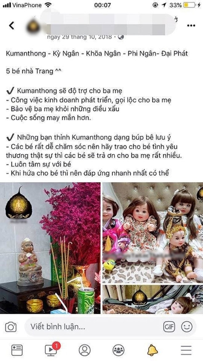 Kumanthong được bày bán tràn lan trên cộng đồng mạng