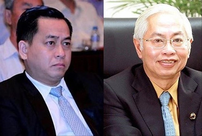 Bị can Phan Văn Anh Vũ ( Vũ “ nhôm”) và Trần Phương Bình- nguyên Tổng Giám đốc DongA Bank