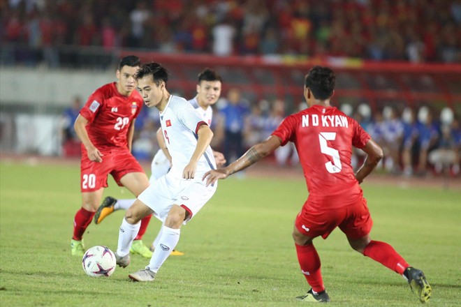 Văn Toàn không được công nhận bàn thắng trong trận ĐTVN hòa ĐT Myanmar không bàn thắng. Ảnh: VSI