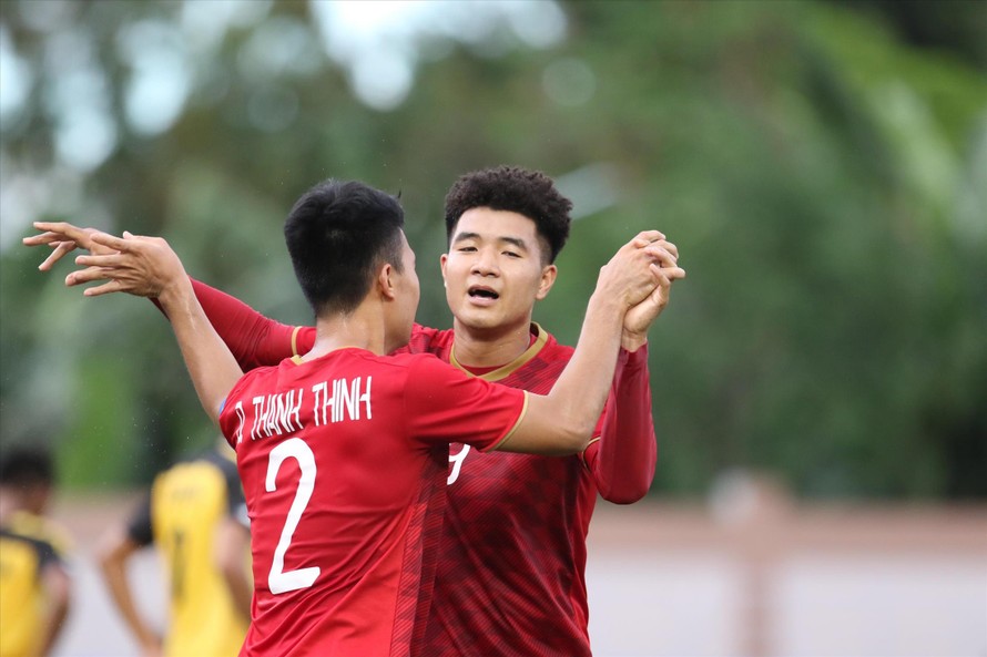 Đức Chinh “mở hàng” SEA Games thành công với 4 bàn thắng vào lưới U22 Brunei. Ảnh: HỮU PHẠM 