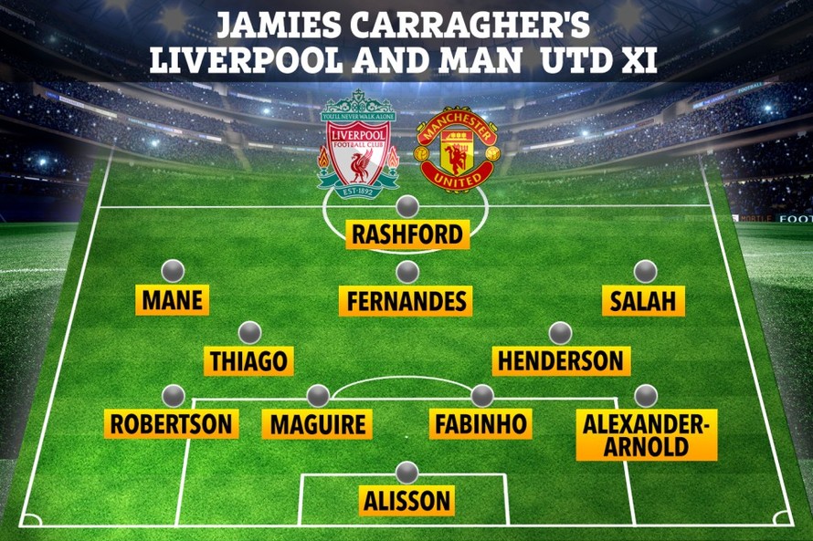 Đội hình kết hợp giữa Liverpool và M.U do Jamie Carragher lựa chọn.
