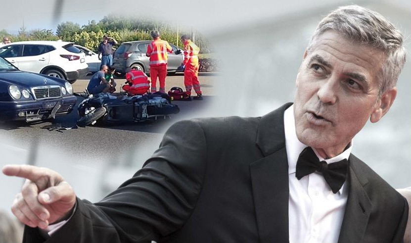 Tài tử George Clooney bị tai nạn kinh hoàng, văng cao 6m