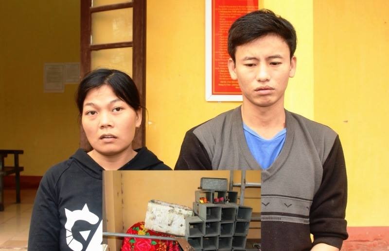 Cặp vợ chồng đạo chích và tang vật bị lấy trộm - Ảnh: Công an tỉnh Hà Nam cung cấp