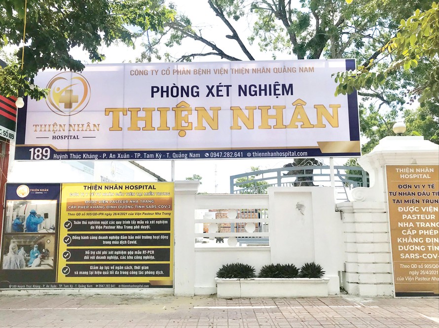 Ngoài cơ sở tại Đà Nẵng và Quảng Ngãi, cơ sở xét nghiệm Thiện Nhân tiếp tục có mặt tại Quảng Nam (địa chỉ tại 189 Huỳnh Thúc Kháng, TP Tam Kỳ) đáp ứng nhu cầu cấp thiết của địa phương về phòng chống dịch COVID-19 